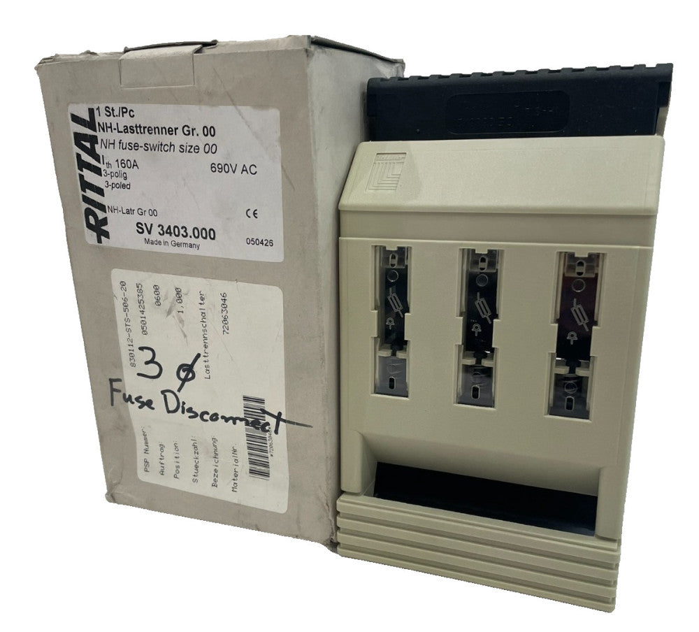 NEW RITTAL 3403.000 FUSE SWITCH SIZE 00 160A 690V AC