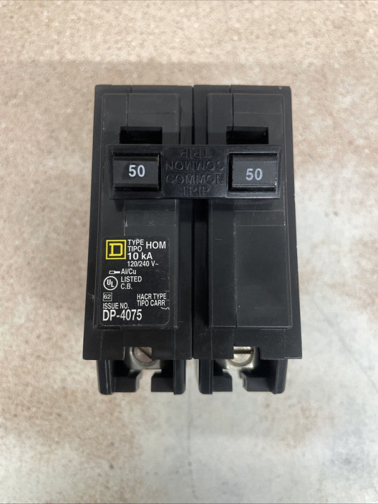 Square D Schneider Electric 50A 2 Pole Circuit Breaker HOM250 NTO