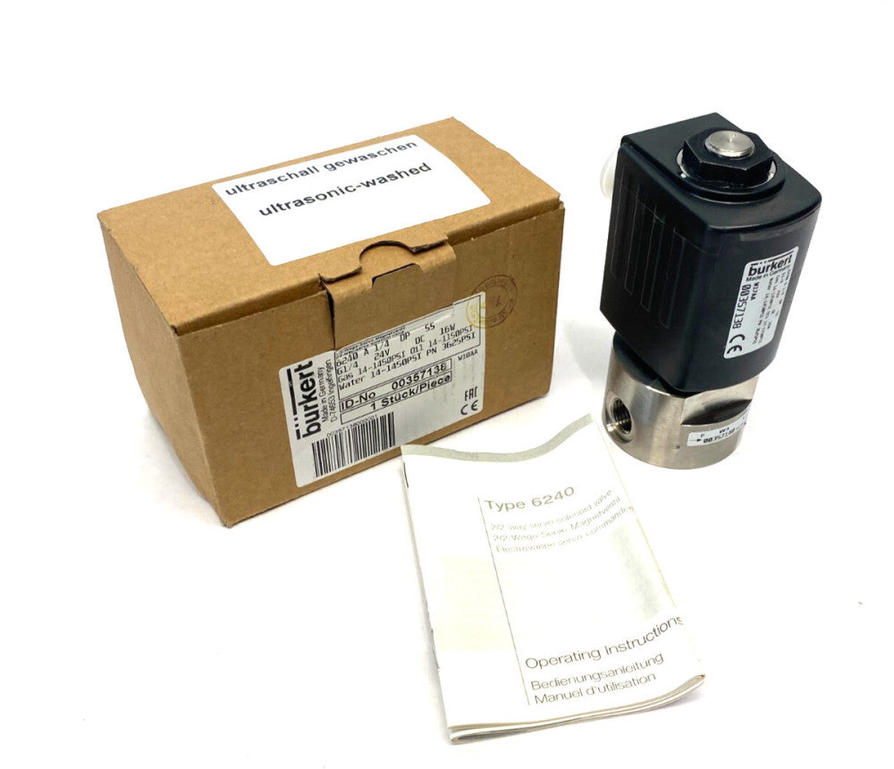 Bürkert 357138 2/2-Way Servo Solenoid Valve 6240 A 1/4 DP SS 24VDC 16W