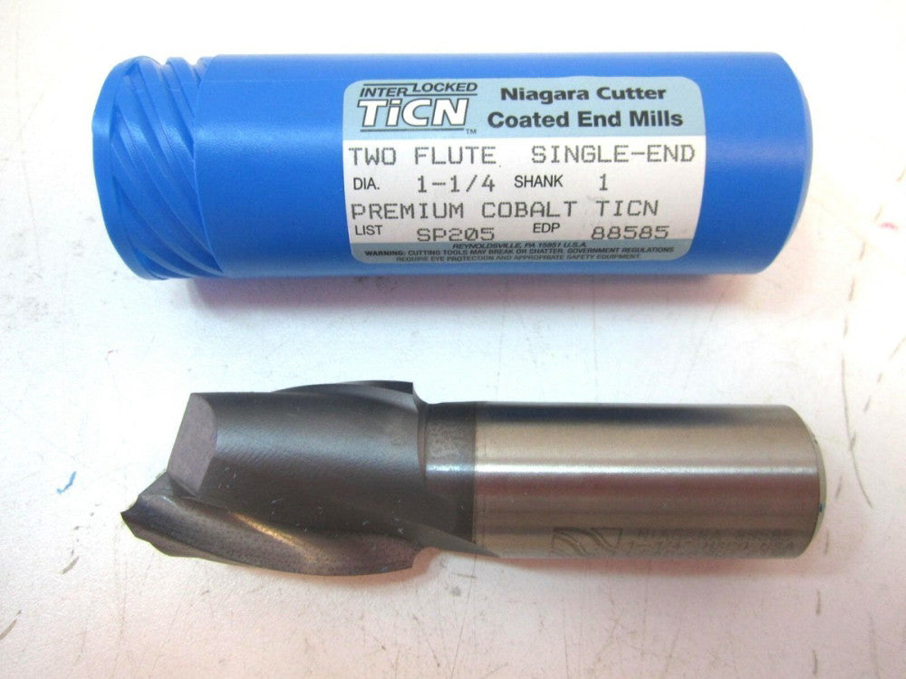 Niagara (88585) 1-1/4" HSCO TiCN 2F Square End Mill 1" Weldon Shank