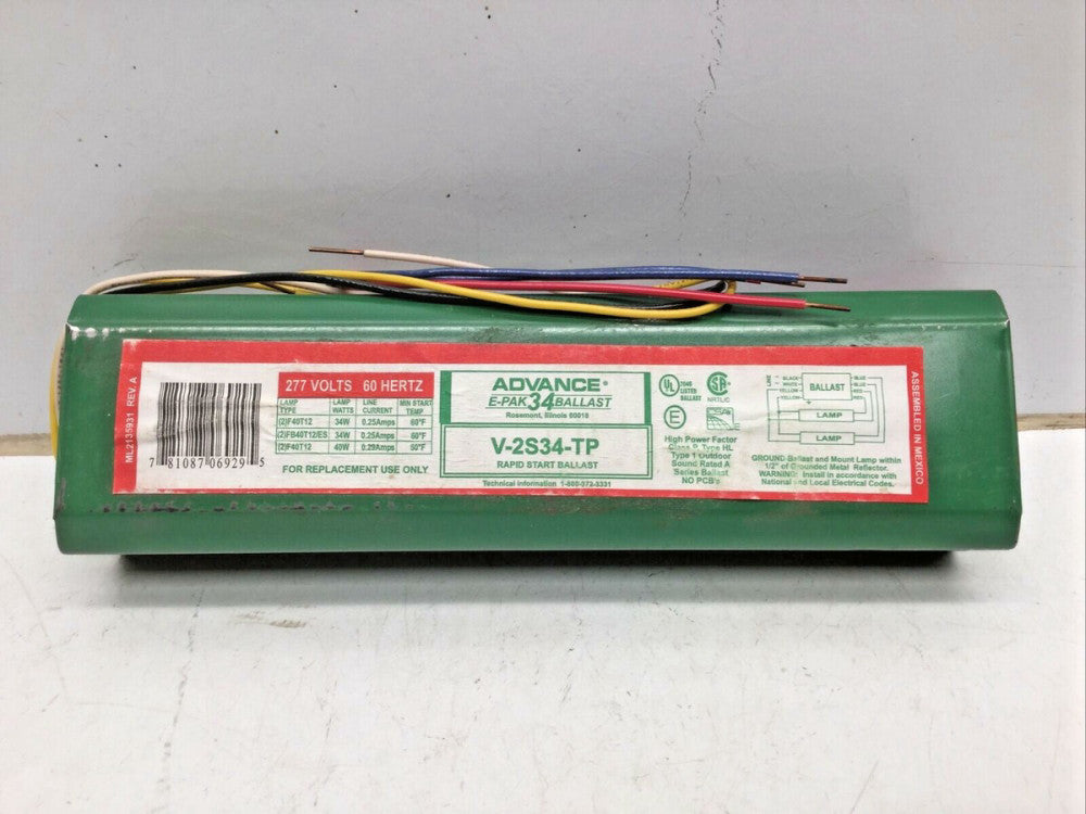 ADVANCE BALLAST E-PAK 34 EFFICIENCY V-2S34-TP NEW V2S34TP