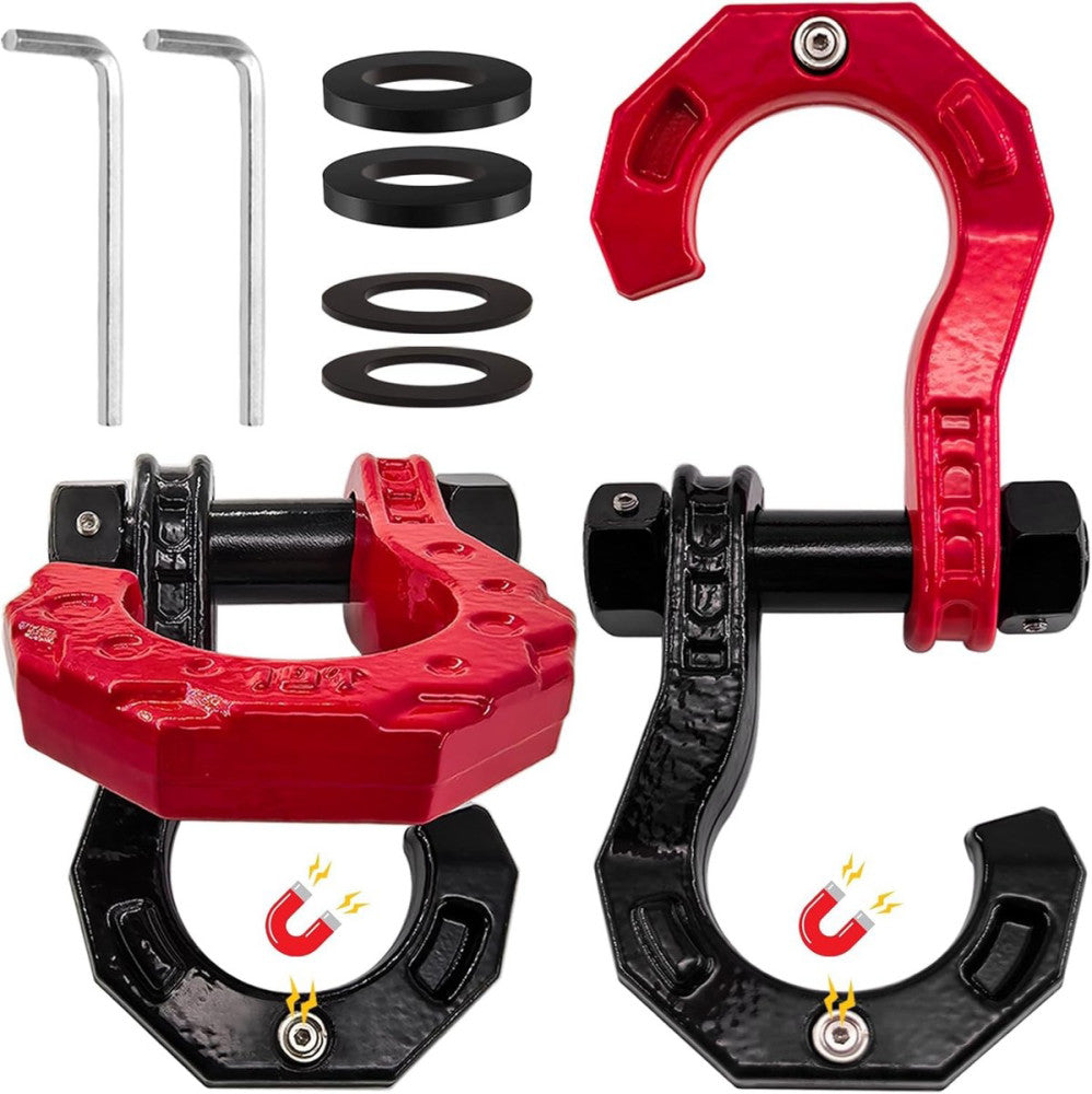 D Ring Shackles 2 Pack, 3/4" Heavy Duty Forged Winch Shackles with 7/8" Safety P