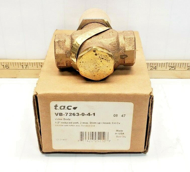 New T.A.C. Steam Valve Body 1/2" Reduced Port 2-Way 0.4 Cv  VB-7263-0-4-1