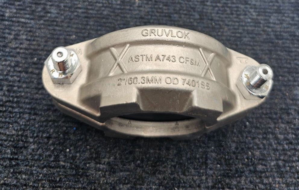 Gruvlok 7401SS 2" Stainless Steel Rigid Coupling w/Red & Green Striped Gasket