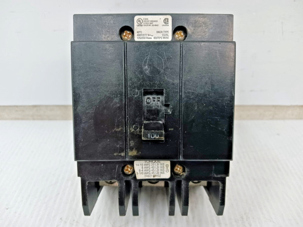 New Eaton 100 Amp Bolt-On Circuit Breaker 480Y/277 VAC 3 Pole 65kA GHB3100