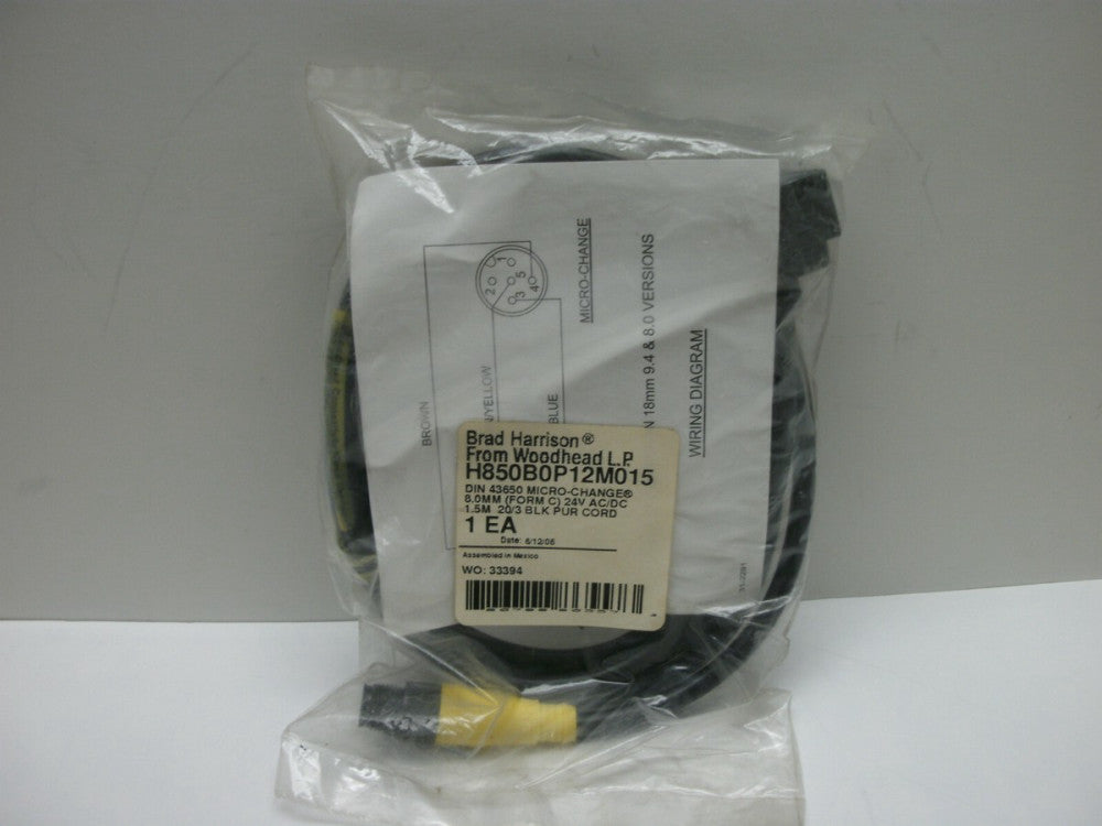 BRAD HARRISON H850B0P12M015 MICRO-CHANGE 8.0MM 24V AC/DC 1.5M 20/3  NEW IN BAG