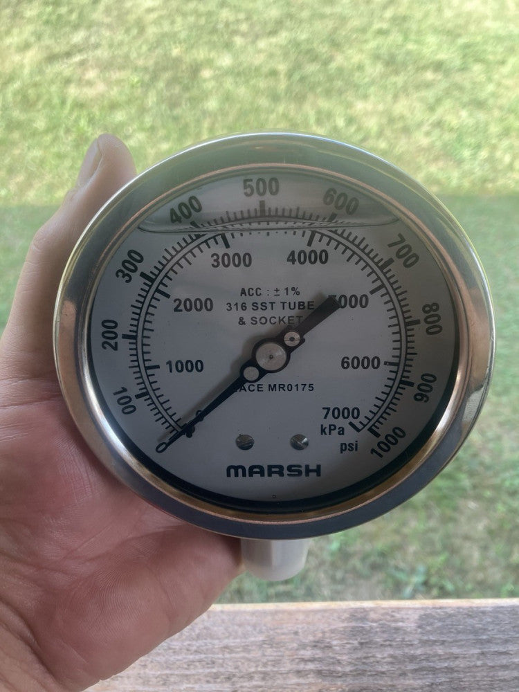 Marsh 7000kPa/1000PSI Liquid Filled Pressure Gauge~New--Free Ship