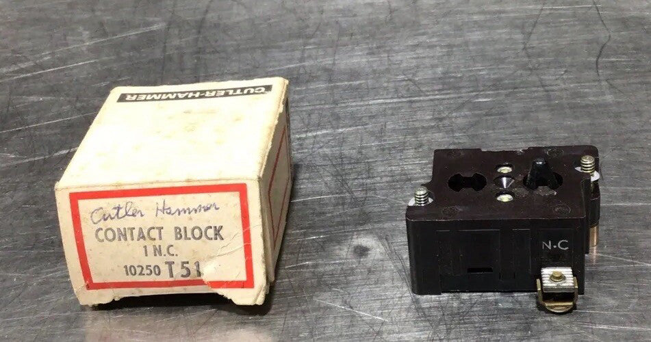 CUTLER HAMMER 10250T51 CONTACT BLOCK 1NC PUSHBUTTON LINE 600VAC Nos Surplus