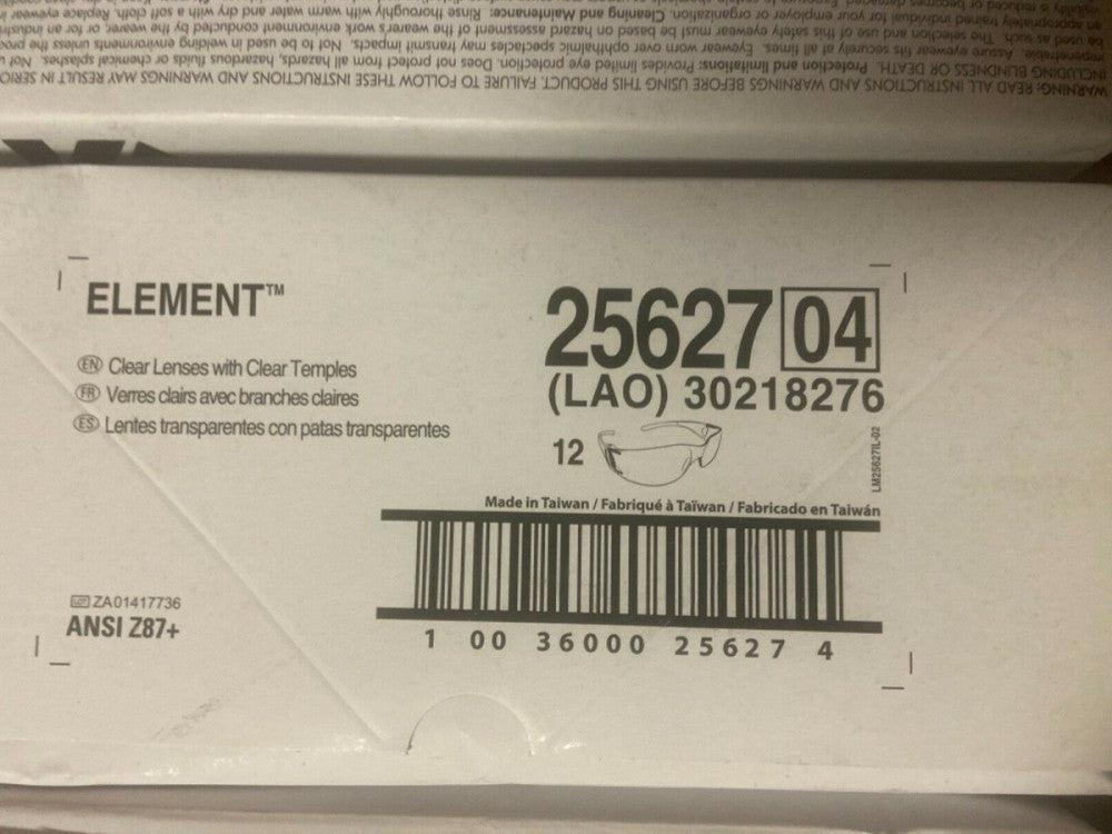 12 KleenGuard Element Safety Glasses with Clear Lens 25627
