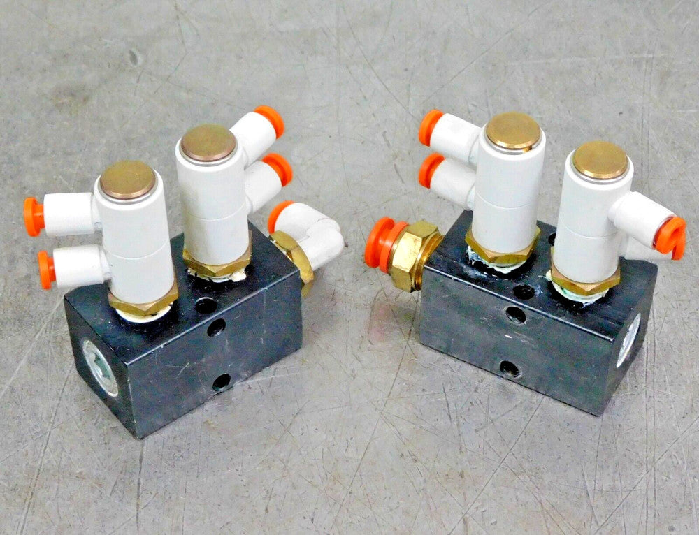 Polyconn PMC20-250-02B Pneumatic Manifold 4-Port 3/8" NPT x 1/4" NPT Lot of Two
