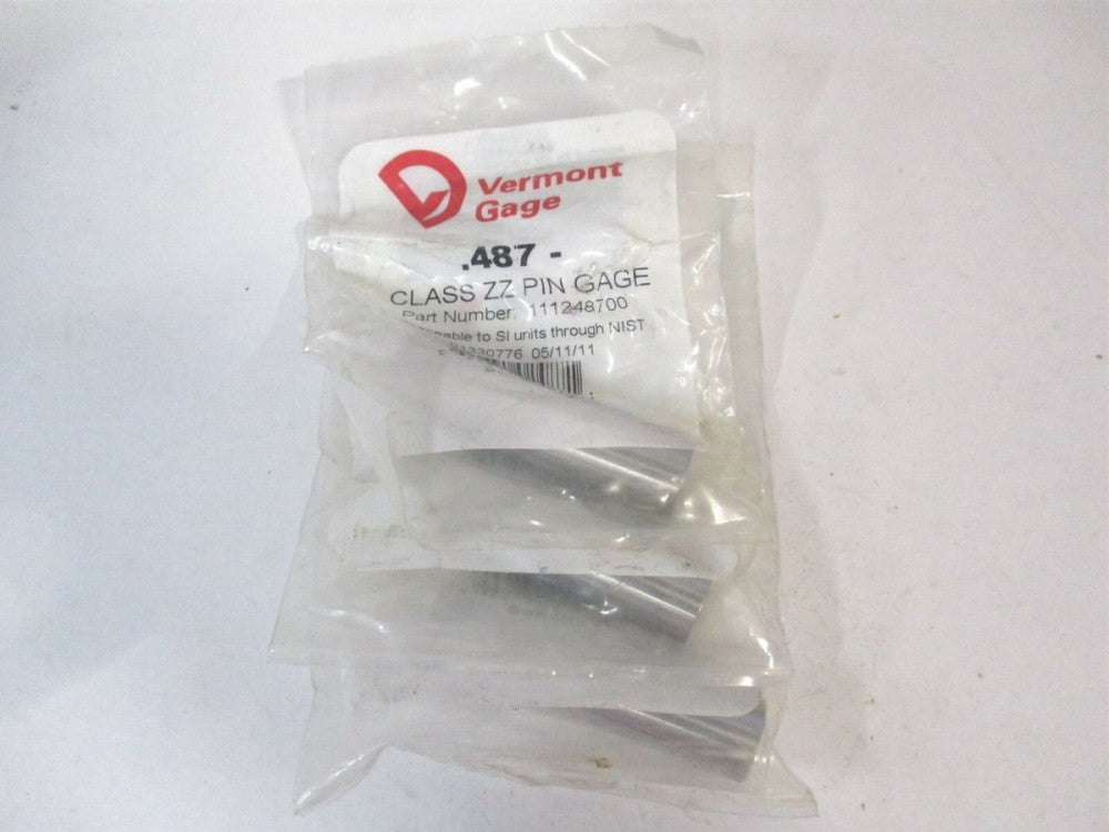 Vermont Gage (111248700) 0.487" Diam Class ZZ Minus Plug & Pin Gage - Lot of 3