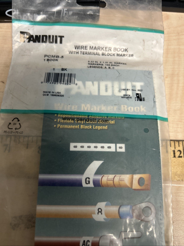 Panduit PCMB-5 Wire Marker Label Book, LEGEND: A,B,C (150 ea.)
