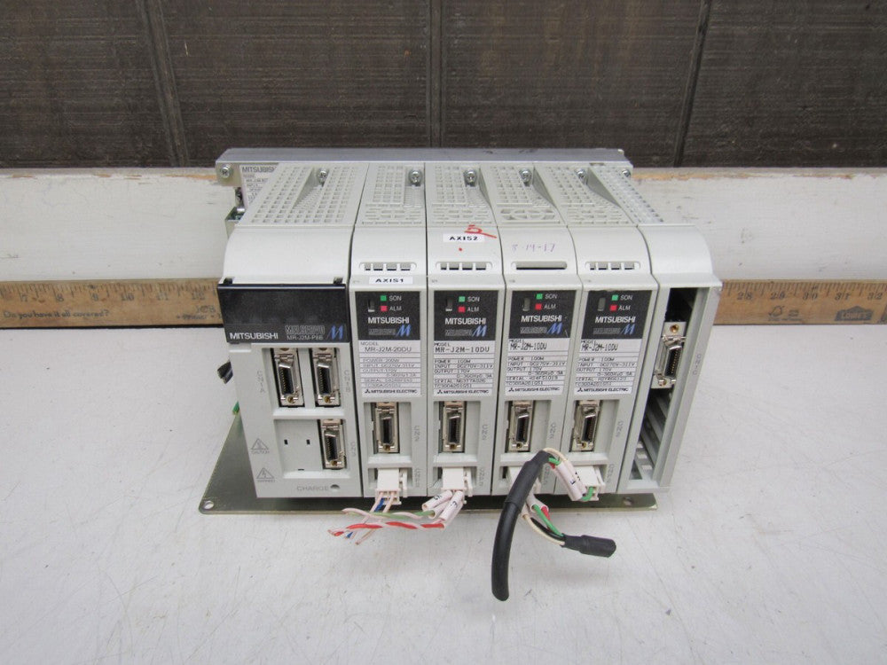 MITSUBISHI MELSERVO SYSTEM MR-J2M-P8B W/3QTY MR-J2M-10U & MR-J2M-20U DRIVES NICE