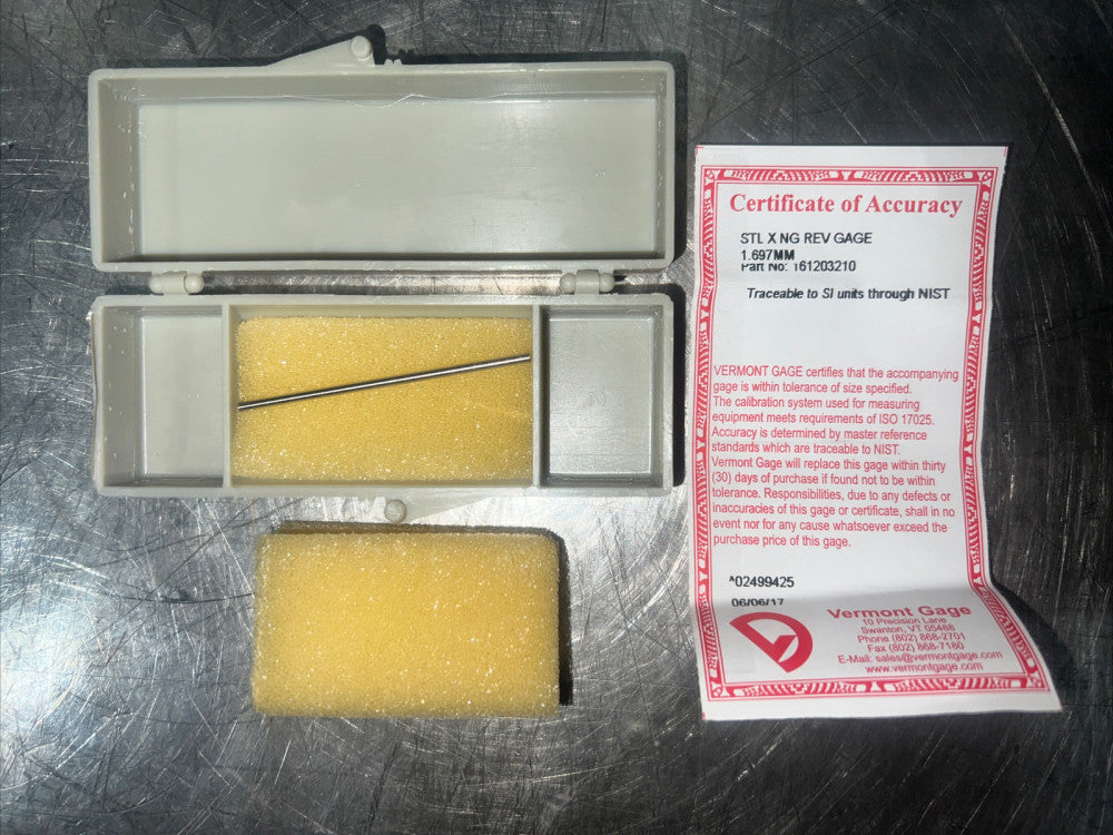 Vermont Gage STL X NG REV GAGE 1.697 MM Nos Surplus
