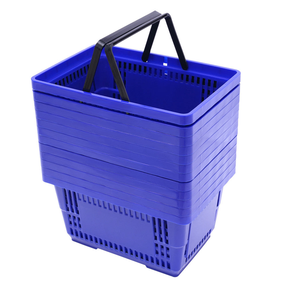 12x Shopping Baskets With Handles Retail Store Supermarket Baskets Stackable NEW