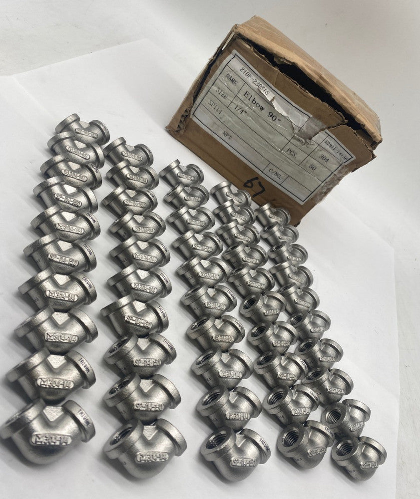 Unbranded SP-114-150 90 Degree Female Elbow Pipe Fitting, 1/4" Size Lot of 50