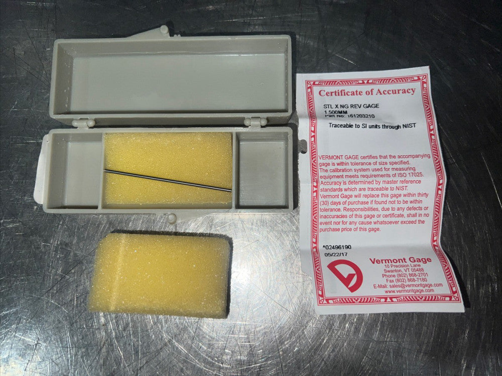 Vermont Gage STL X NG REV GAGE 1.500MM Nos Surplus