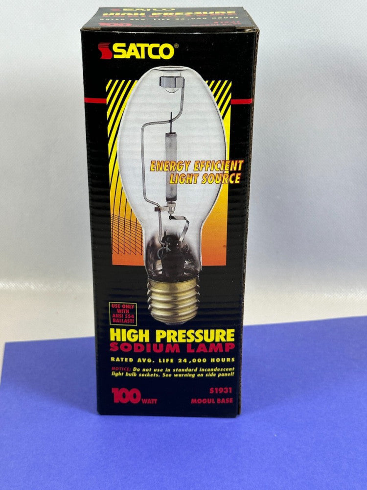 SATCO S1931 High Pressure Sodium Lamp 100W Mogul Base E39 S1931 (Lot of 2 lamps)