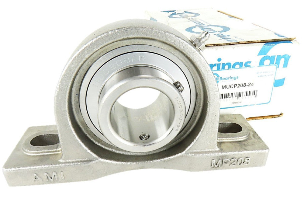 AMI Bearings MUCP208-24 Asahi Stainless Steel Two Bolt Pillow Block 1-1/2" NIB
