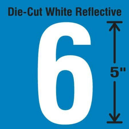 Stranco Dwr-5-6-5 Die-Cut Reflective Number Label, 6,Pk5