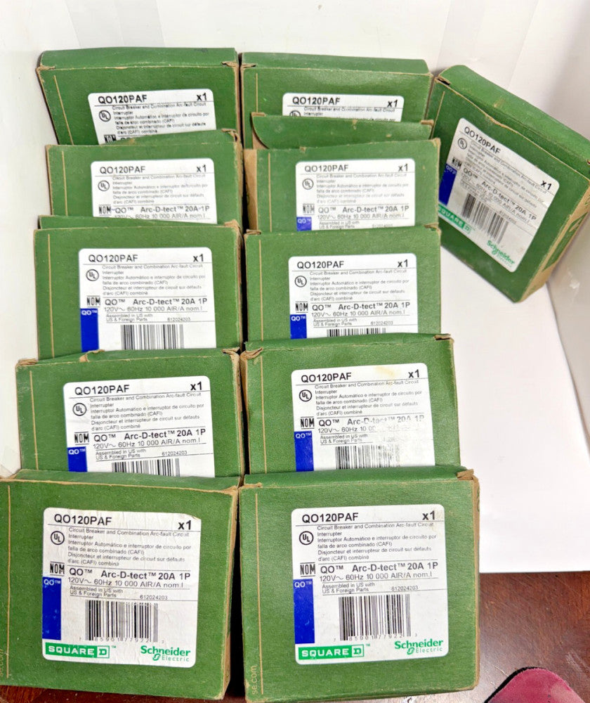 (Lot of 11) Square D QO120PAF Single Pole 20 Amp Circuit Breaker Plug On