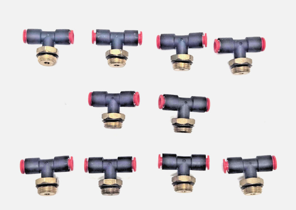 SMC PNEUMATIC MALE BRANCH TEES 1/4" X G3/8" PUSH TO CONNECT *LOT OF 10*