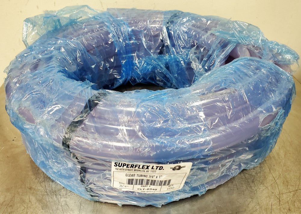 3/4" ID x 1" OD x 100' Food Grade Unreinforced Clear PVC Tubing Superflex CLT 