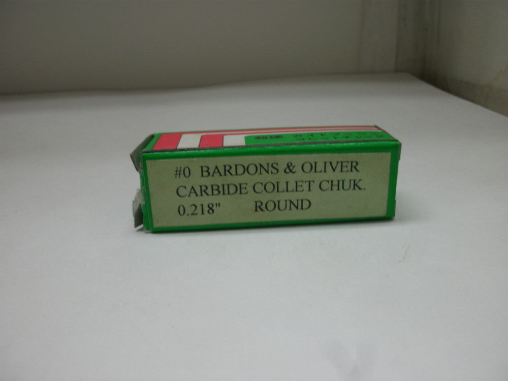 BARDONS & OLIVER # 0 SIZE 0.218" CARBIDE COLLECT CHUK. ROUND NEW IN BOX