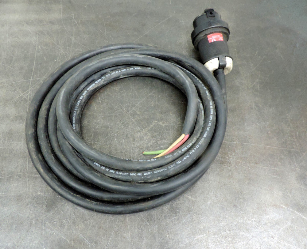 Carol Power Cable P-7K-1203033 600 Volt 16'- 6" Long # 10 AWG w/ Hubble Plug