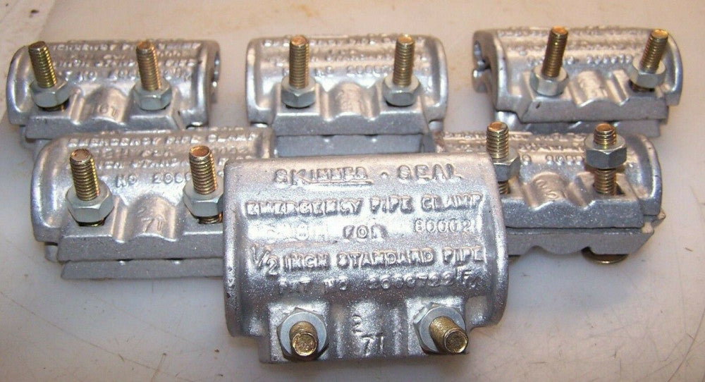 6) NEW SKINNER SEAL EMERGENCY PIPE CLAMP FOR 1/2" STANDARD PIPE D18H  LOT OF 6