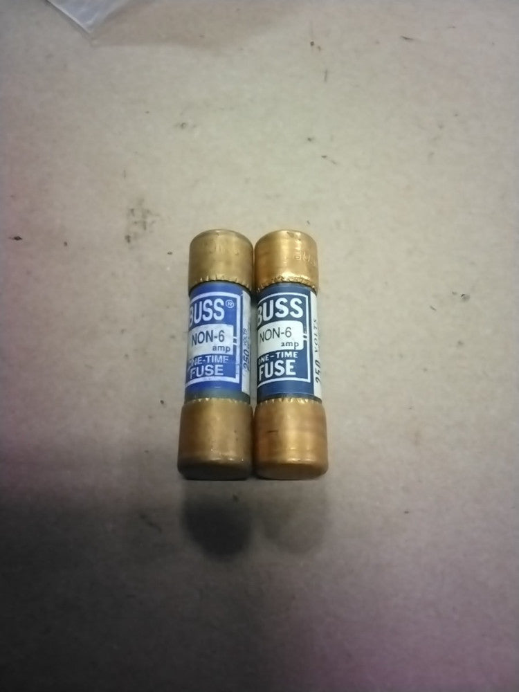 BUSSMANN BUSS NON-6 ONE-TIME FUSE 6A 250V, Lot Of 2