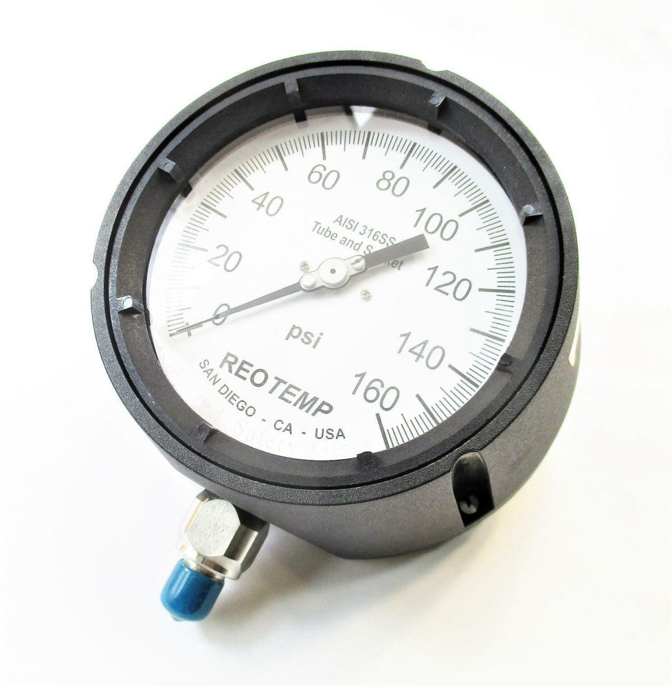 NEW Reotemp PT45P1A4P19DT 160 PSI Industrial Process Pressure Gauge 4 1/2" Face