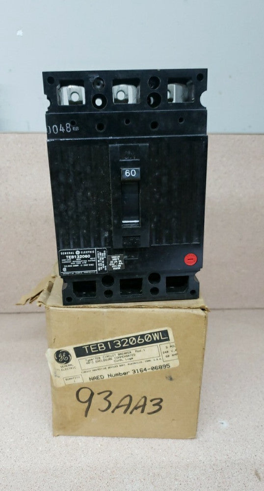 NEW TAKE OUT GENERAL ELECTRIC TEB132060WL 3 Pole 60 AMP Circuit Breaker