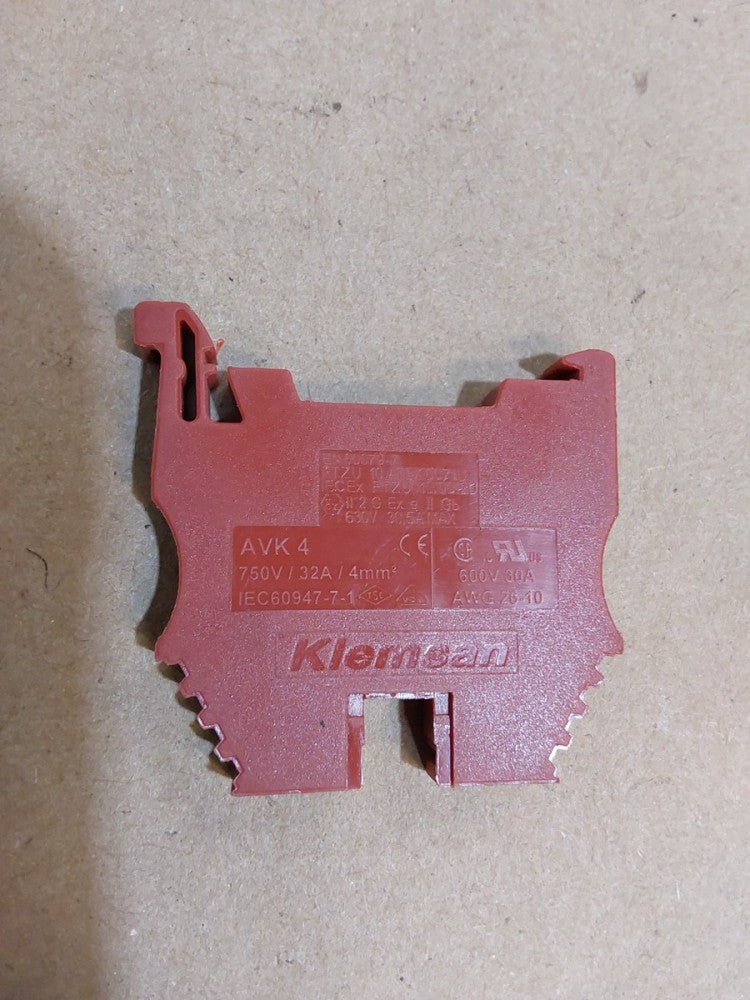 Lot of 20 Klemsan AVK4 Terminal Blocks, 750V 32A, 600V 30A AWG 26-10