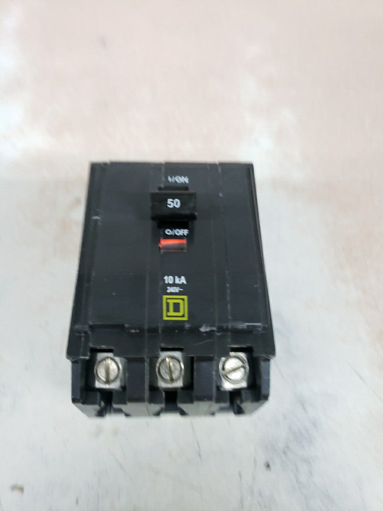 Square D QOB350 3 Pole 240V 10kA 50A Bolt On Circuit Breaker W# New old stock