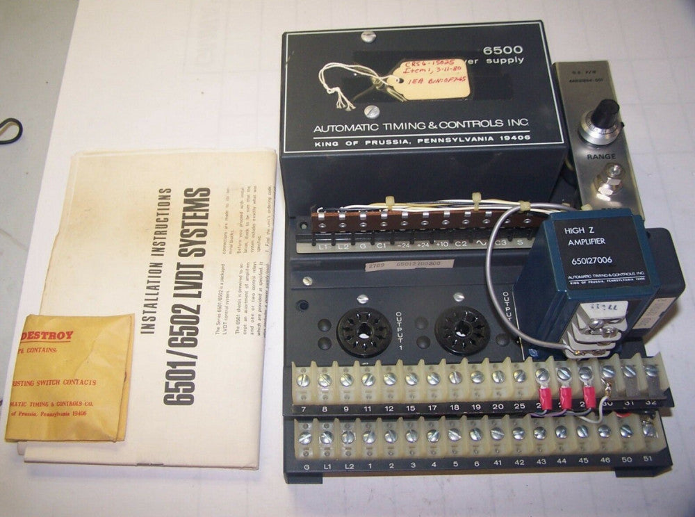 NEW ATC LVDT CONTROL SYSTEM W/6500 POWER SUPPLY, HIGH Z AMPLIFIER 650127006