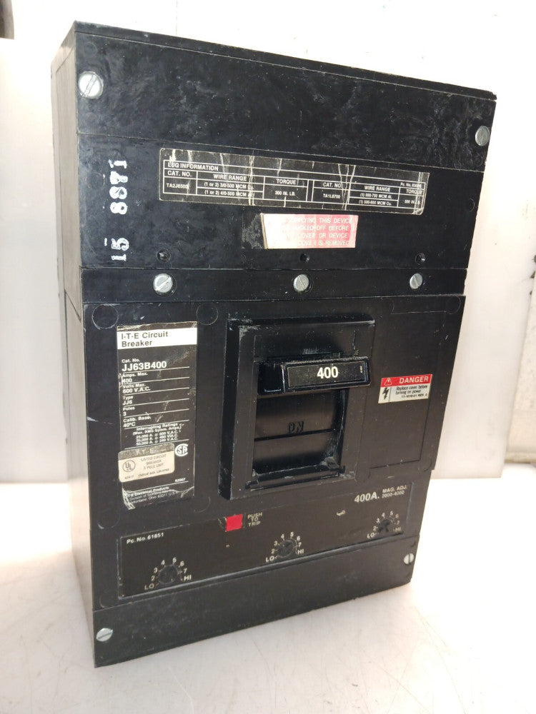 ITE JJ63B400 400 AMP CIRCUIT BREAKER 3 POLE 600 VAC 35kA @ 480 VAC