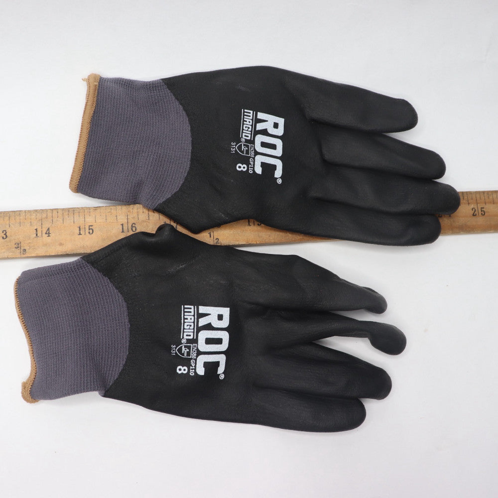 (Pair) Magid Grey Nylon Blended Gloves w/ Foam Nitrile Coating GP110-8