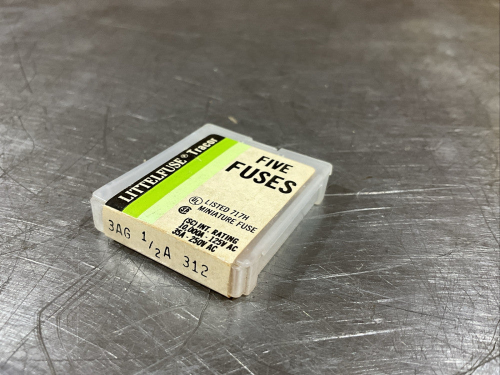 PACK OF 2 LITTELFUSE Tracor 3AG 1/2A 312 FUSES Nos Surplus