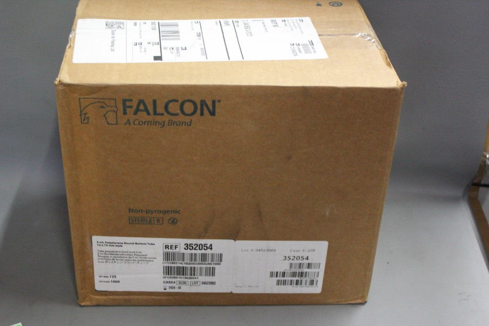 NEW CASE OF 1K FALCON 5mL POLYSTYRENE ROUND BOTTOM TEST TUBE 12X75mm 352054