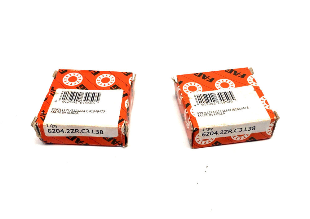 FAG 6204.2ZR.C3.L38 Double Shielded Radial Deep Groove Ball Bearing LOT OF 2