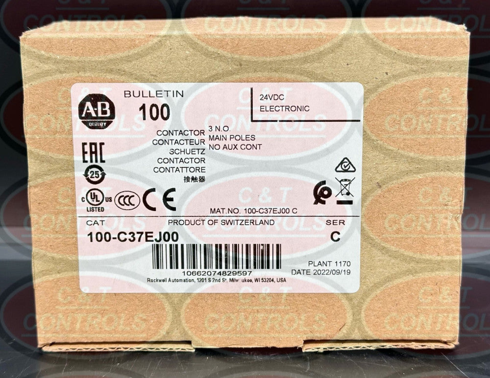 Allen Bradley 100-C37EJ00 3P 37A 24V DC Coil Contactor New In Box USA Stock