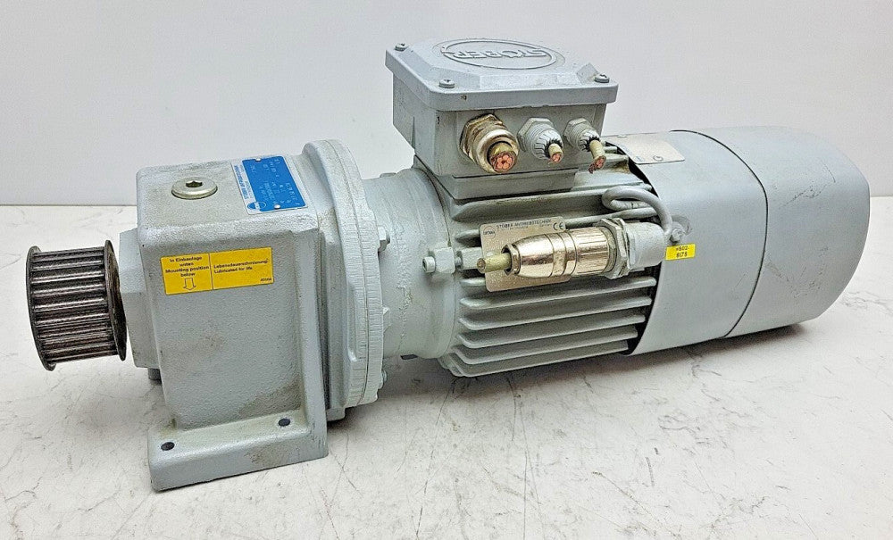 Stober B21R 80 G4 Inline Gear Motor w/Brake 1Hp 480V 273rpm 6.3:1 Ratio Reducer 