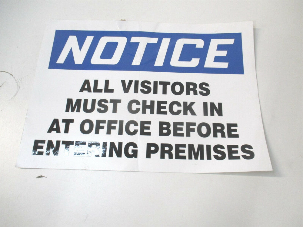 Accuform (219106-10X14S) 10" x 14" All Visitors Must Check in at Office Sign