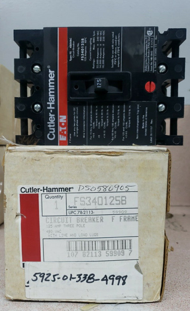 NEW OLD STOCK FS340125B Eaton/Cutler Hammer 125A 480V 3P
