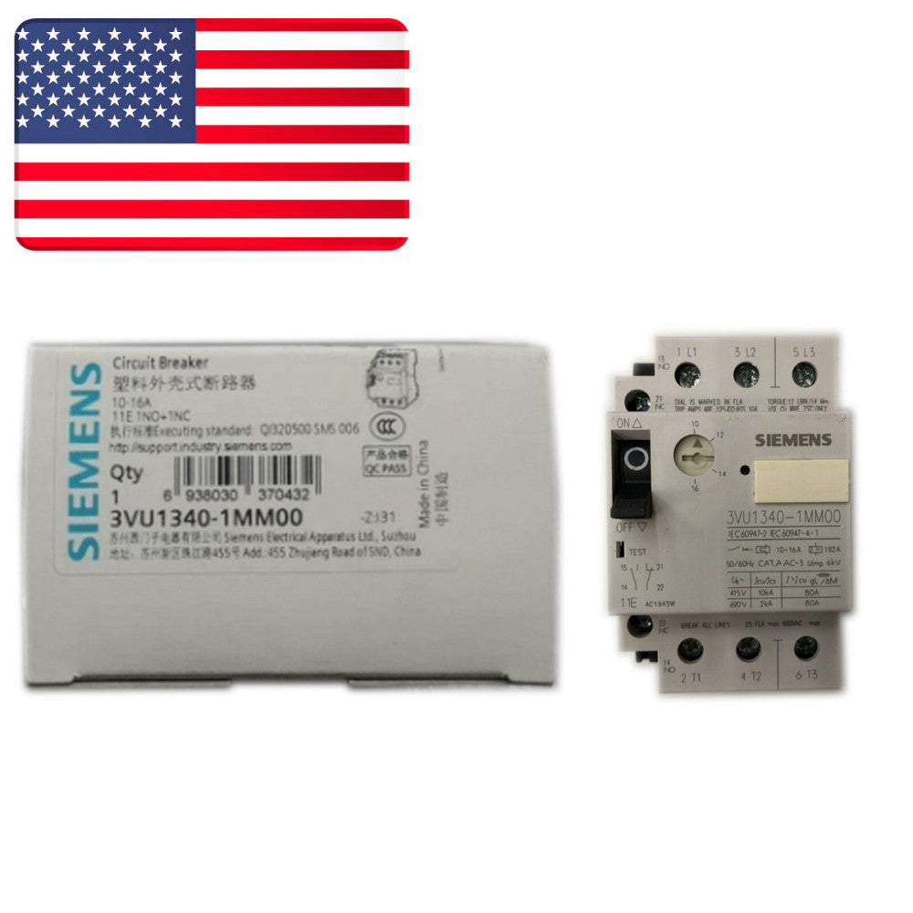 New SIEMENS 3VU1340-1MM00 CIRCUIT BREAKER MOTOR STRT PROTECTOR 10-16A US Stock
