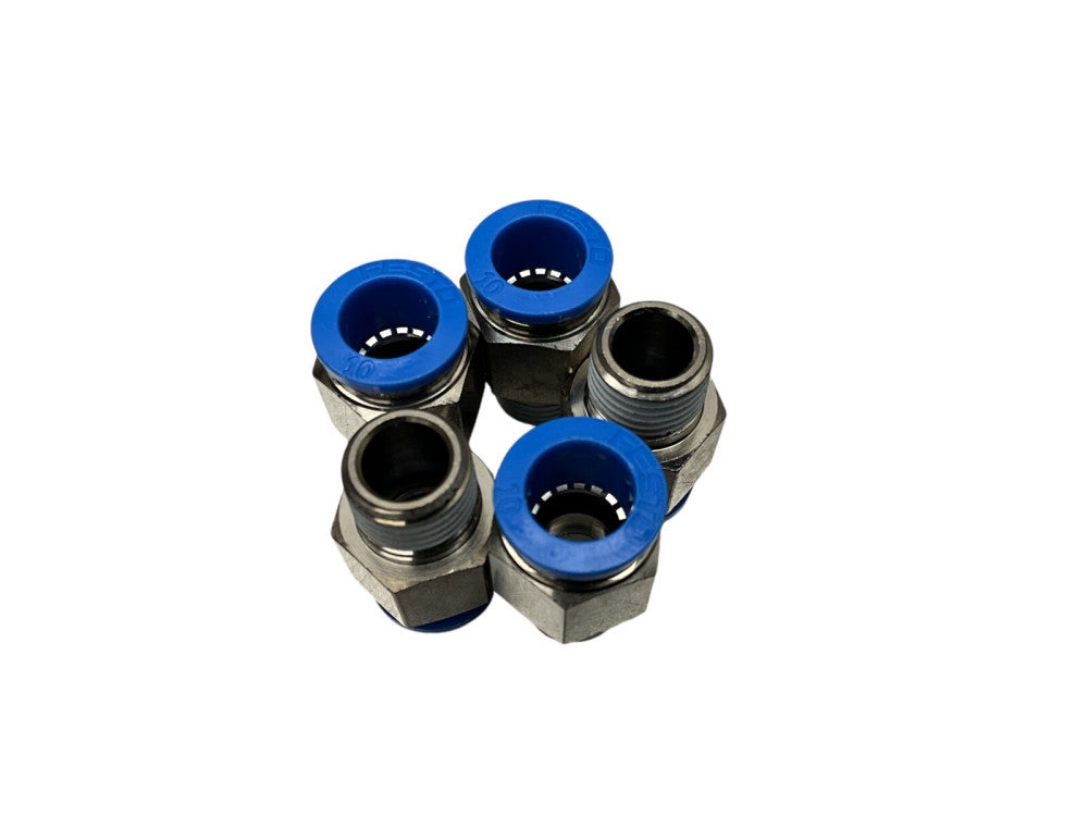 5 PC FESTO -QS-3/8-10 Push-In Fitting. 3/8 NPT by 10MM Tubing