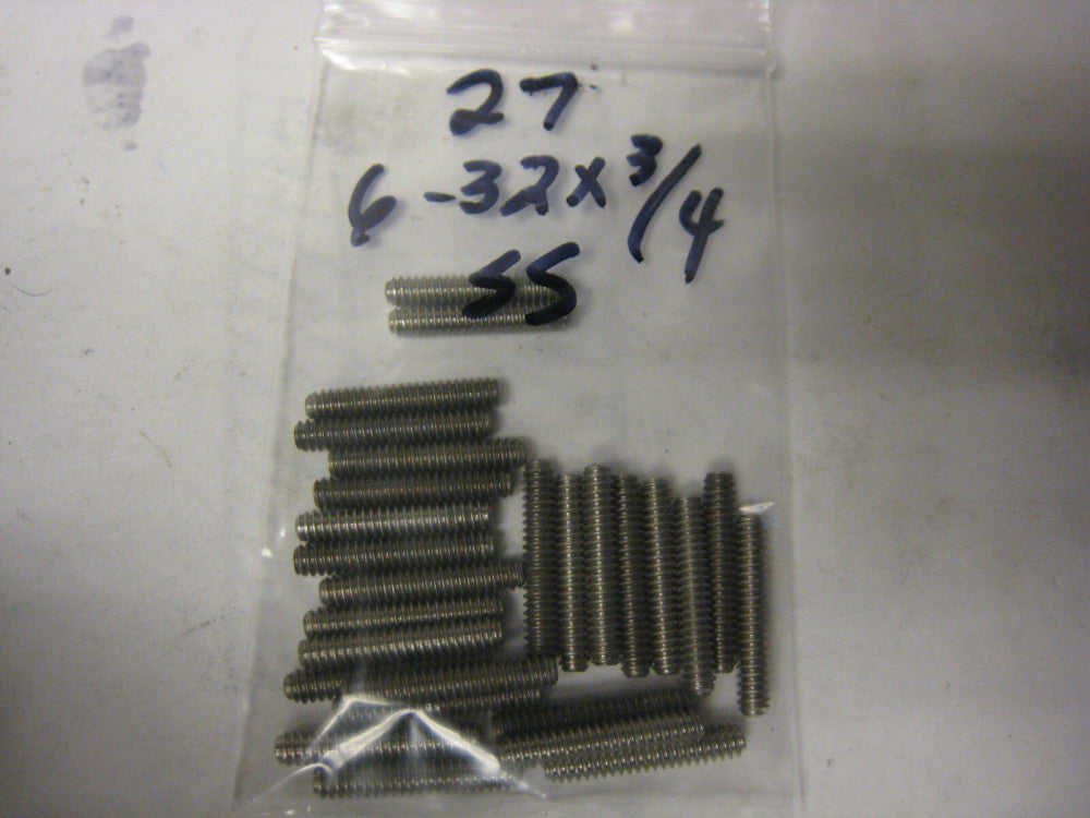 27 qty 6-32 3/4 Socket Set Screws Allen Hex Drive Cup Point Stainless Steel 18-8