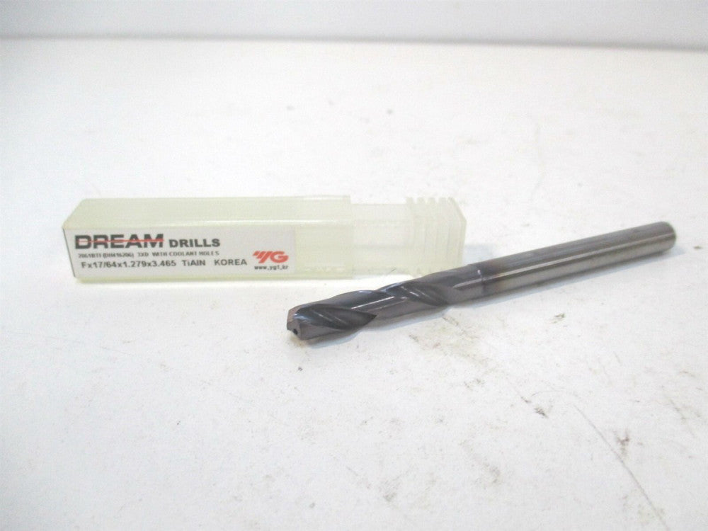 YG-1 (2061BTF) F x 17/64 x 1.279 x 3.465" OAL 2-Flute Coolant Thru Carbide Drill