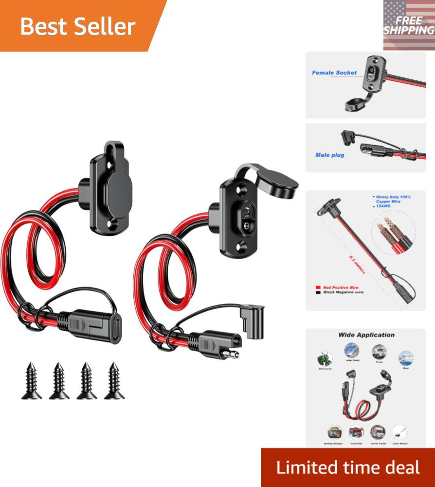 SAE Quick Connector Harness 1FT 12AWG Waterproof Extension Cord - 2 Pack